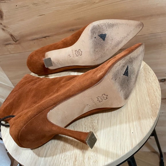 Ashley Dearborn, Elegant Brown/Orange Suede Knee-High Boots, Lace Up, Size 9.5 - Picture 12 of 16